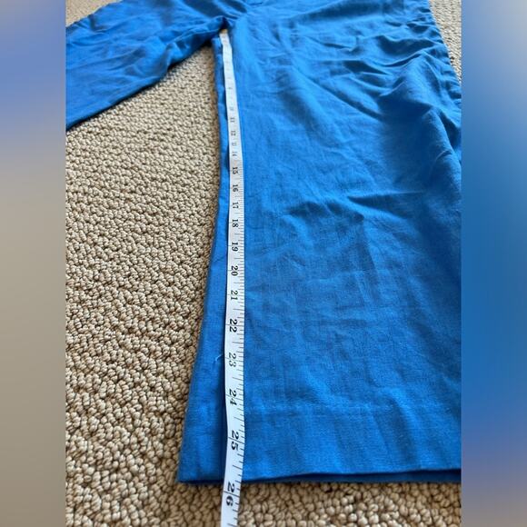 Jason Wu Linen Blend High Waisted Wide Leg Pants, Blue, Size 12, Braided, Flowy - Picture 9 of 11